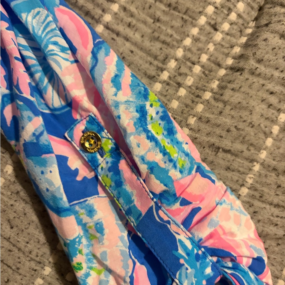 Lilly Pulitzer Blue and Pink Floral Swim Coverup - Picture 4 of 4